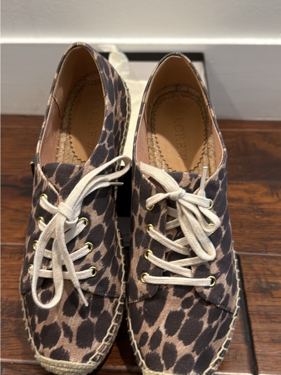 J. Crew Shoes - J.Crew NIB Leopard Lace-Up Espadrille Flat Tan Size 6